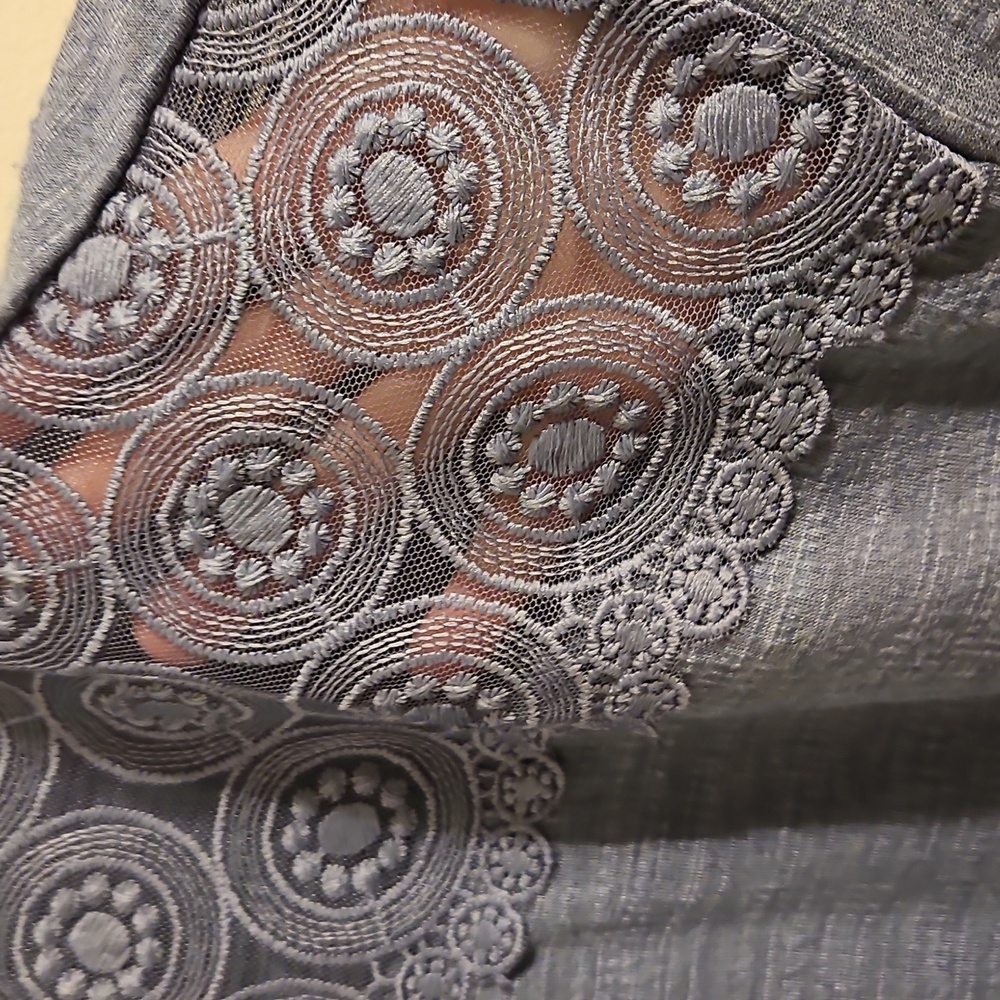 Love Scarlett Blue Lace Detail Short Sleeve Top. NWT - Picture 4 of 5